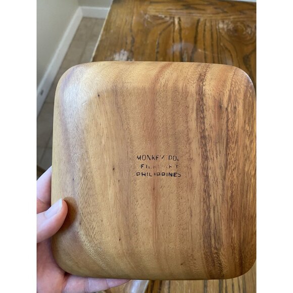 Vintage Filkcraft Monkey Pod Wooden Square Trays Philippines - Picture 10 of 11